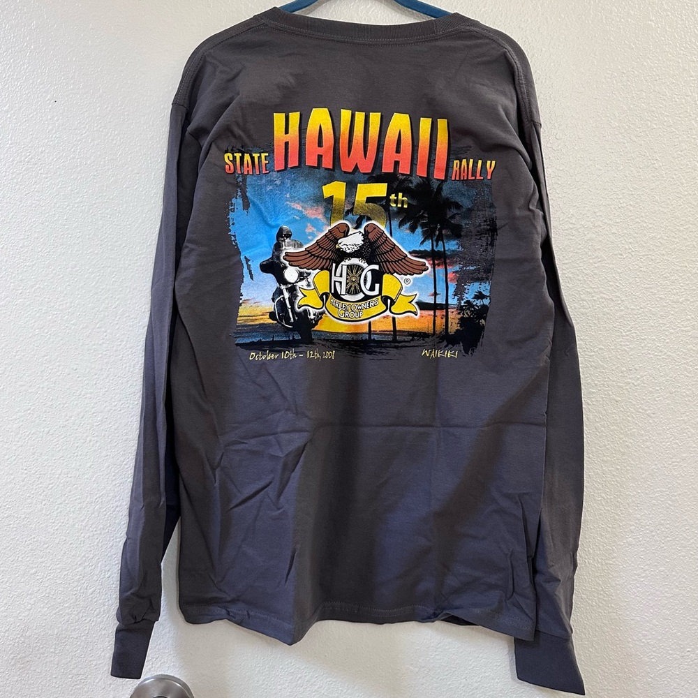 RARE! HARLEY DAVIDSON Motorcycle Hawaii Waikiki Rally HOG l/s Shirt NEW Vintage